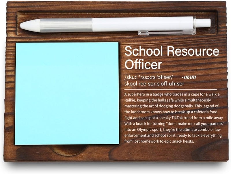 VYNWPDFLI School Resource Officer Gift, Police Appreciation Desk Organizer, Engraved Wooden Sticky Note Holder,LQQ82 - Image 1